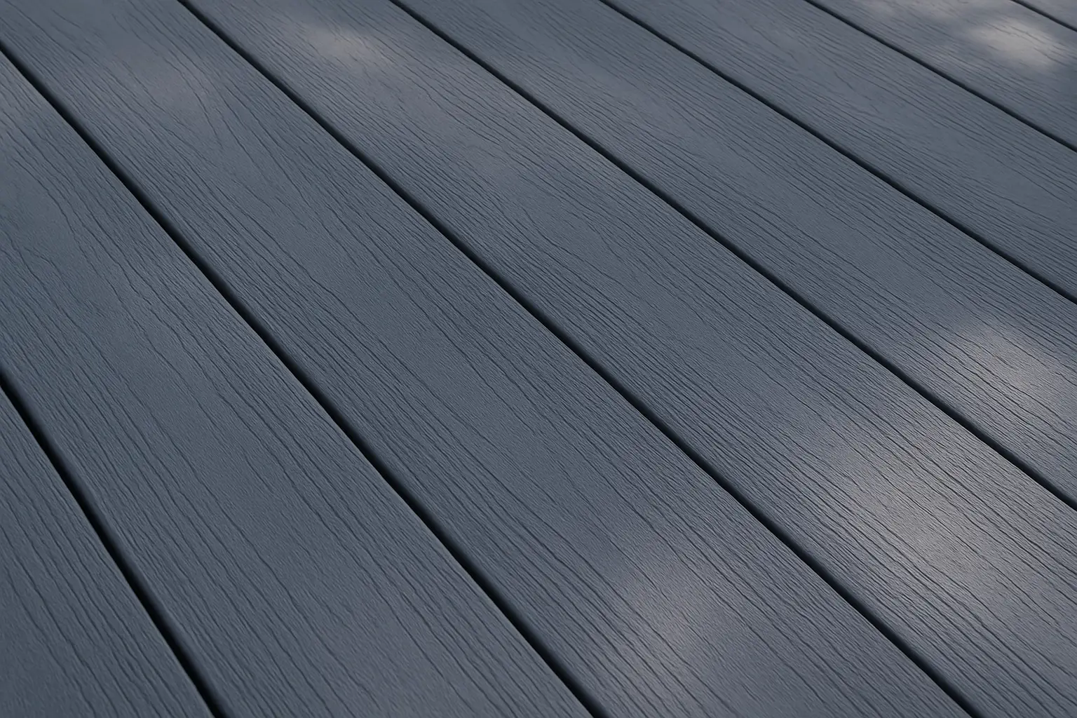 Anthracite composite decking with grain detail.