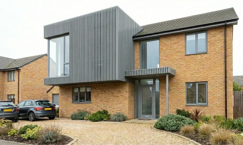 Vertical Installation of Witch Group Cladding on UK new build house